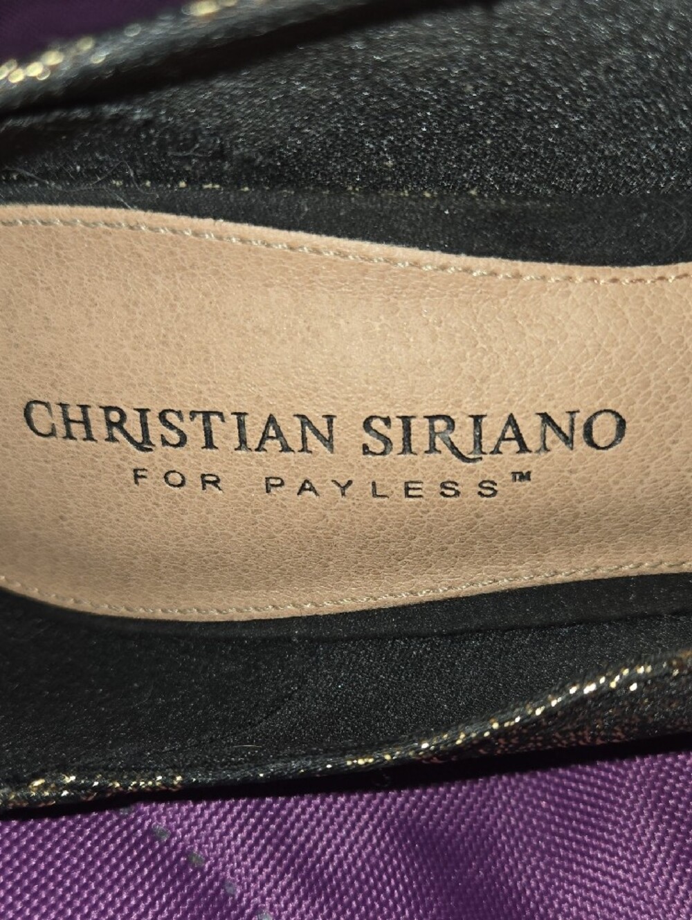 Christian Siriano Black with Gold Metallic Pattern Pointed Toe Ankle-Strap Heels - Picture 2 of 3